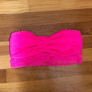 Aerie neon pink lace bandeau bra, Medium